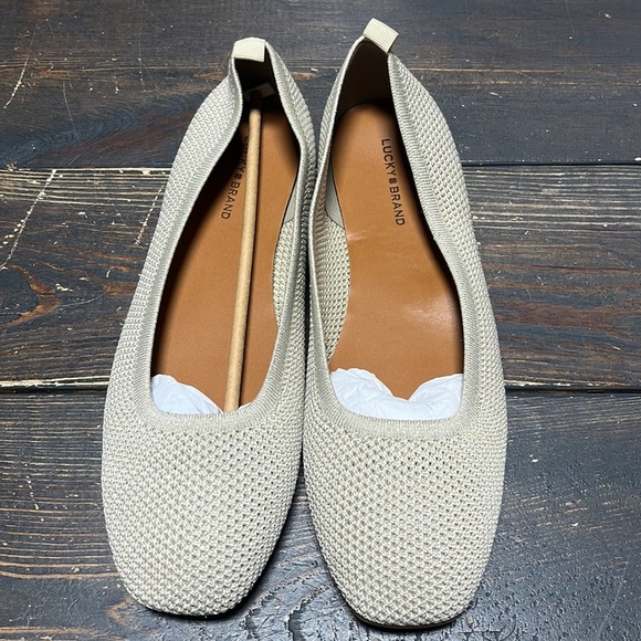 LUCKY BRAND DANERIC WASHABLE KNIT BALLET FLAT BEIGE - 11 - Picture 5 of 8